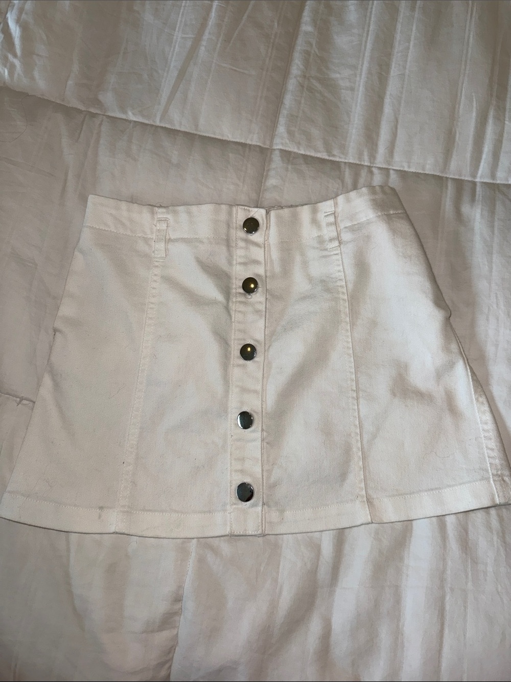 Forever 21 Cream Button-Front Mini Skirt